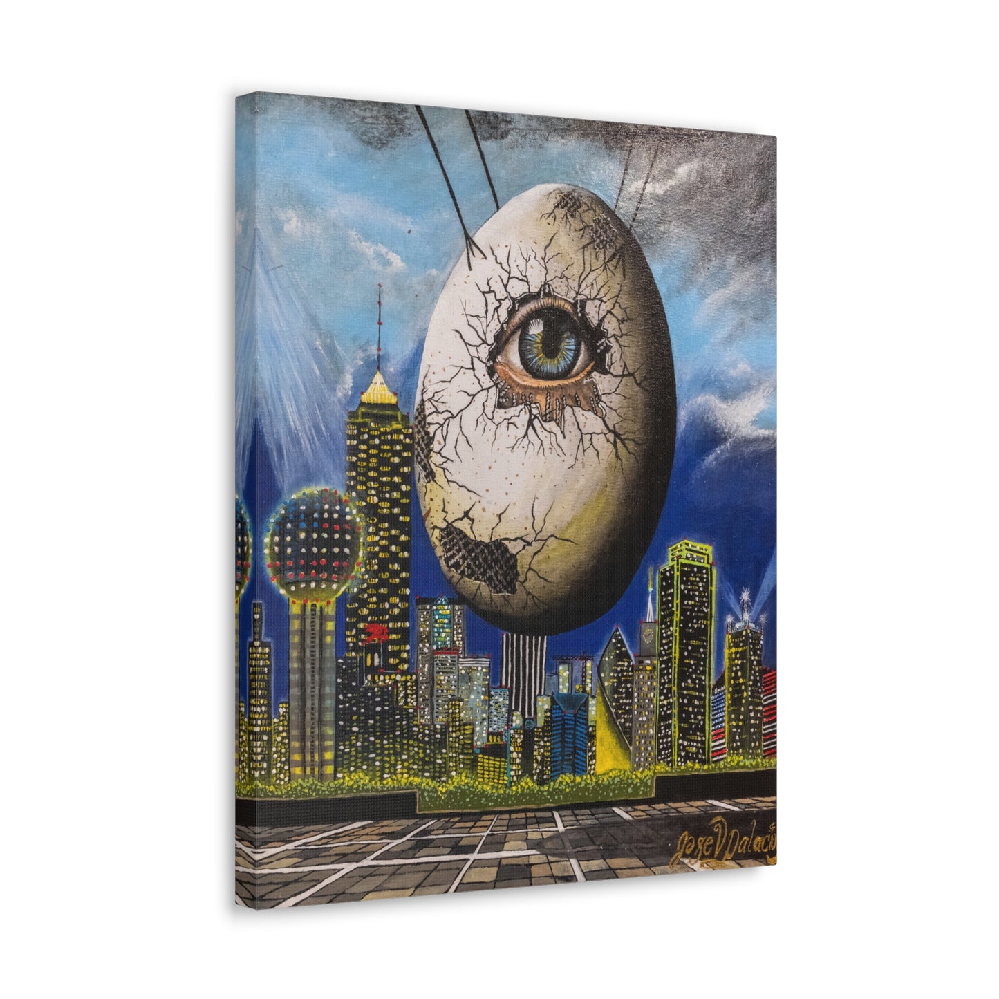 Canvas Print - The Trinity's Tear, 1908 by Jose Palacios - Dallas Cityscape and Whimsical Figures