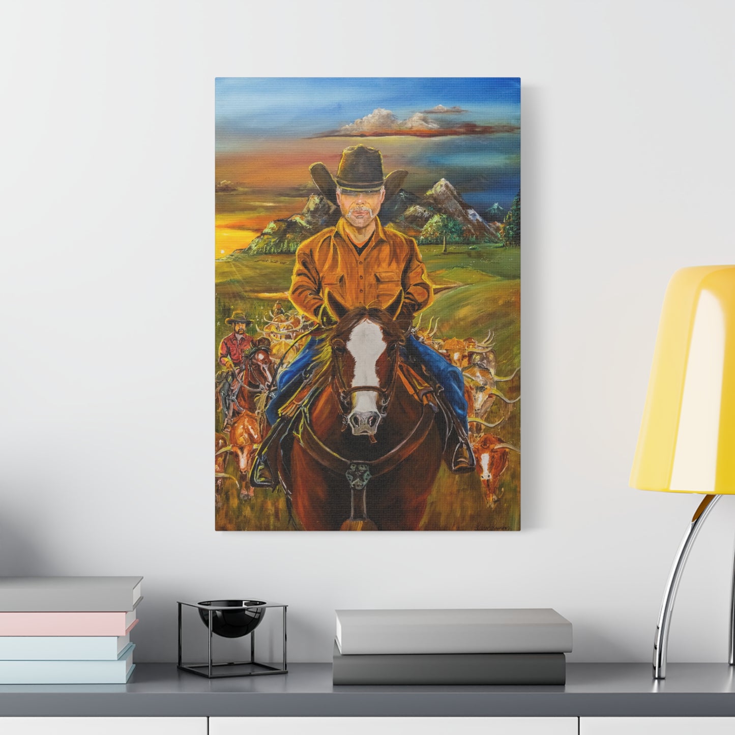 Canvas Print - Cowboys Coming Home by Larry Ramirez - Surreal Cityscape Artwork for Living Rooms and Studios