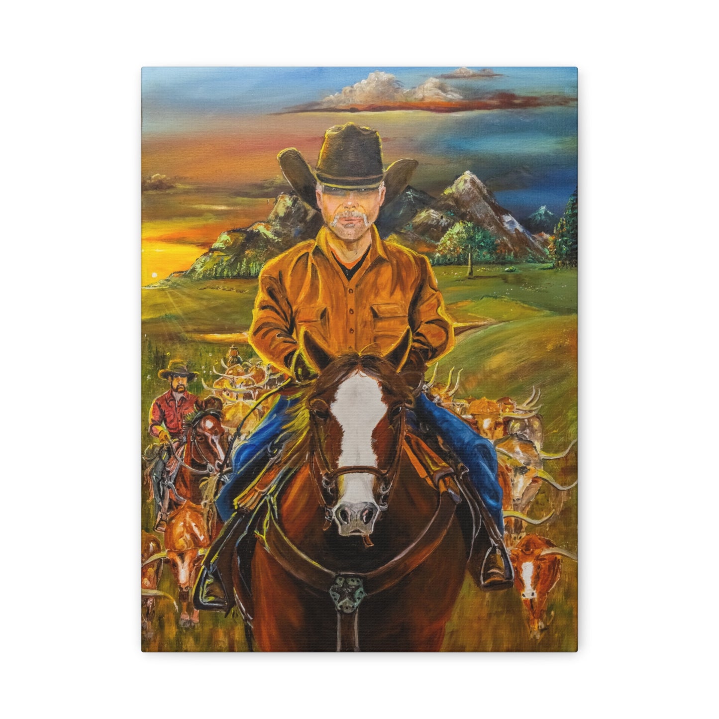 Canvas Print - Cowboys Coming Home by Larry Ramirez - Surreal Cityscape Artwork for Living Rooms and Studios