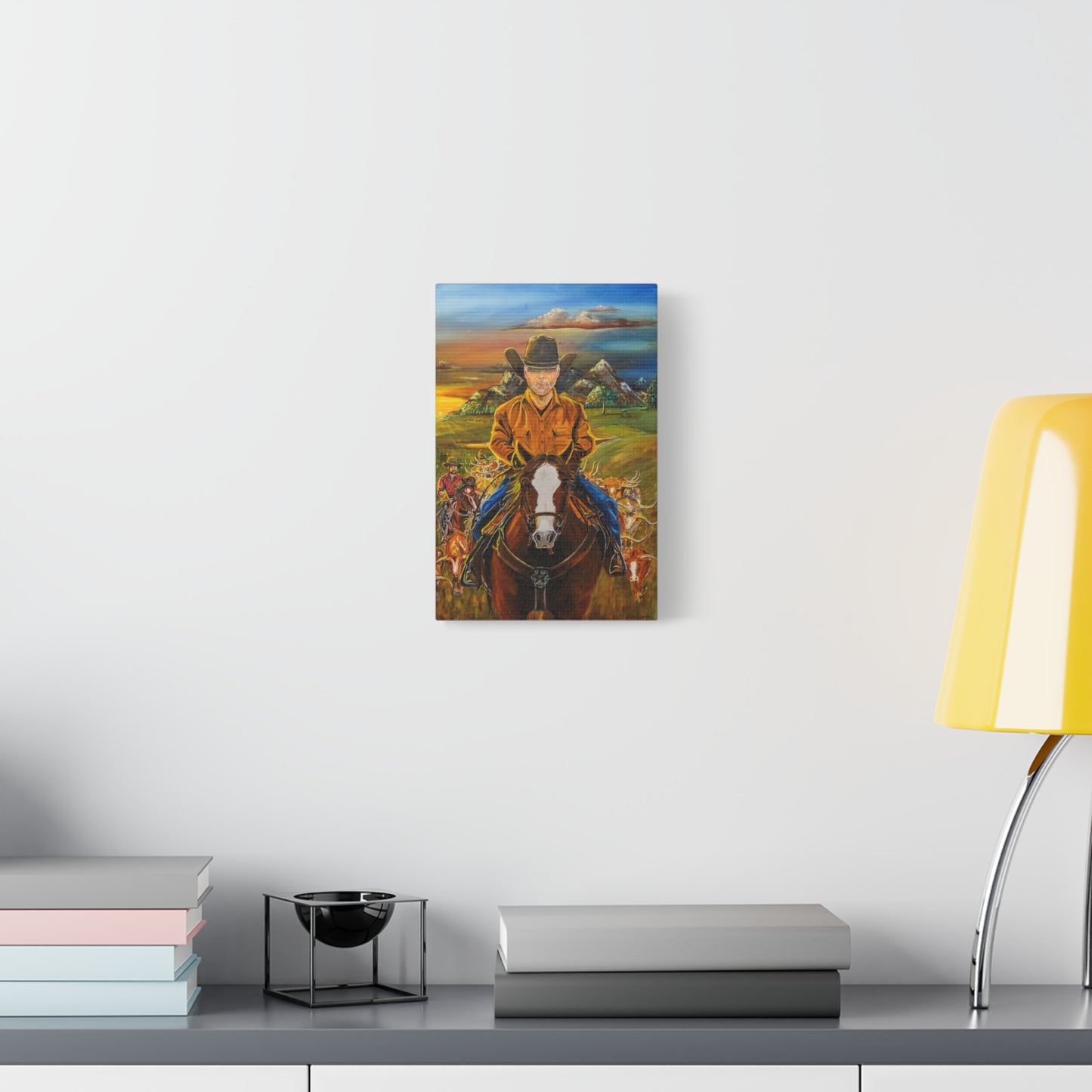 Canvas Print - Cowboys Coming Home by Larry Ramirez - Surreal Cityscape Artwork for Living Rooms and Studios