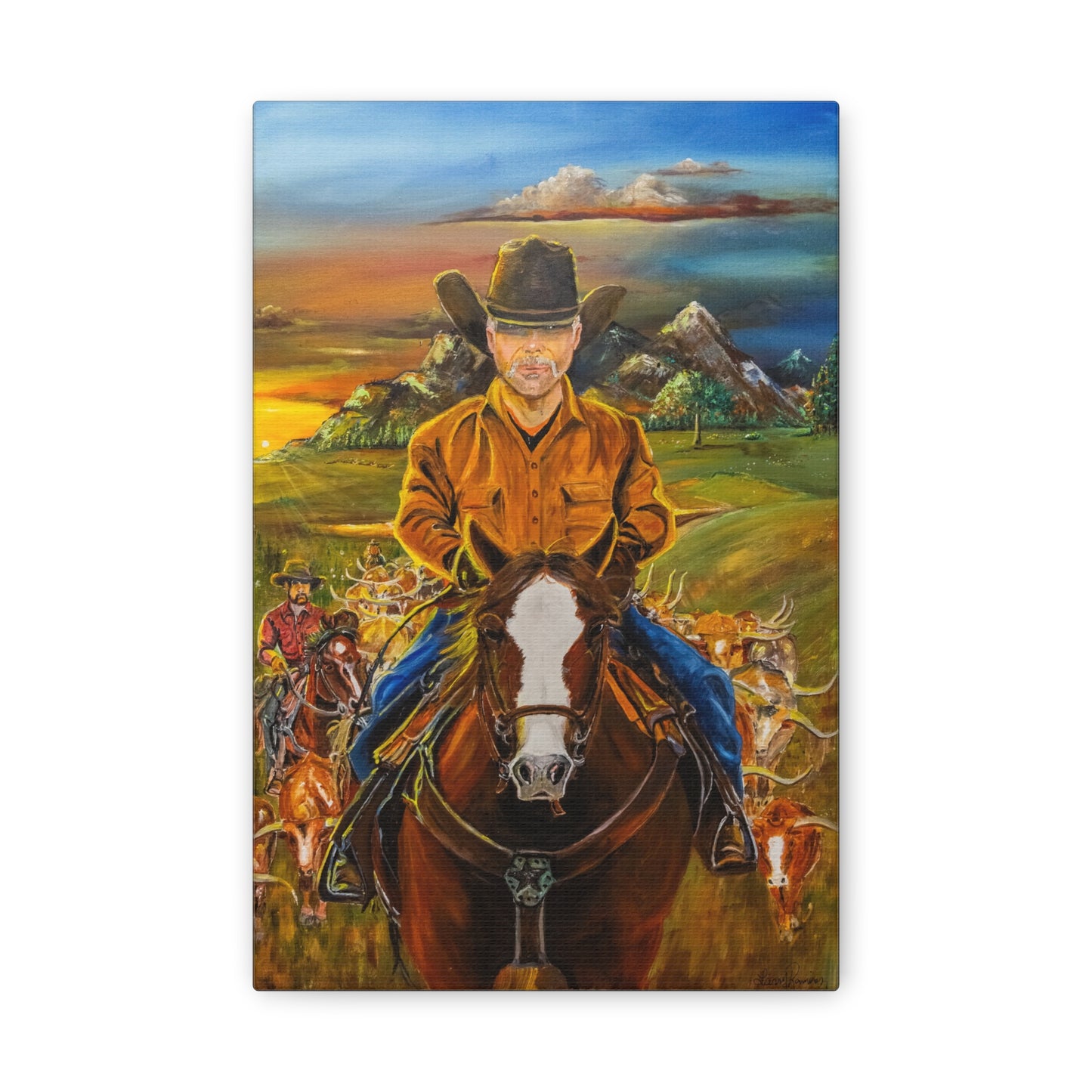 Canvas Print - Cowboys Coming Home by Larry Ramirez - Surreal Cityscape Artwork for Living Rooms and Studios