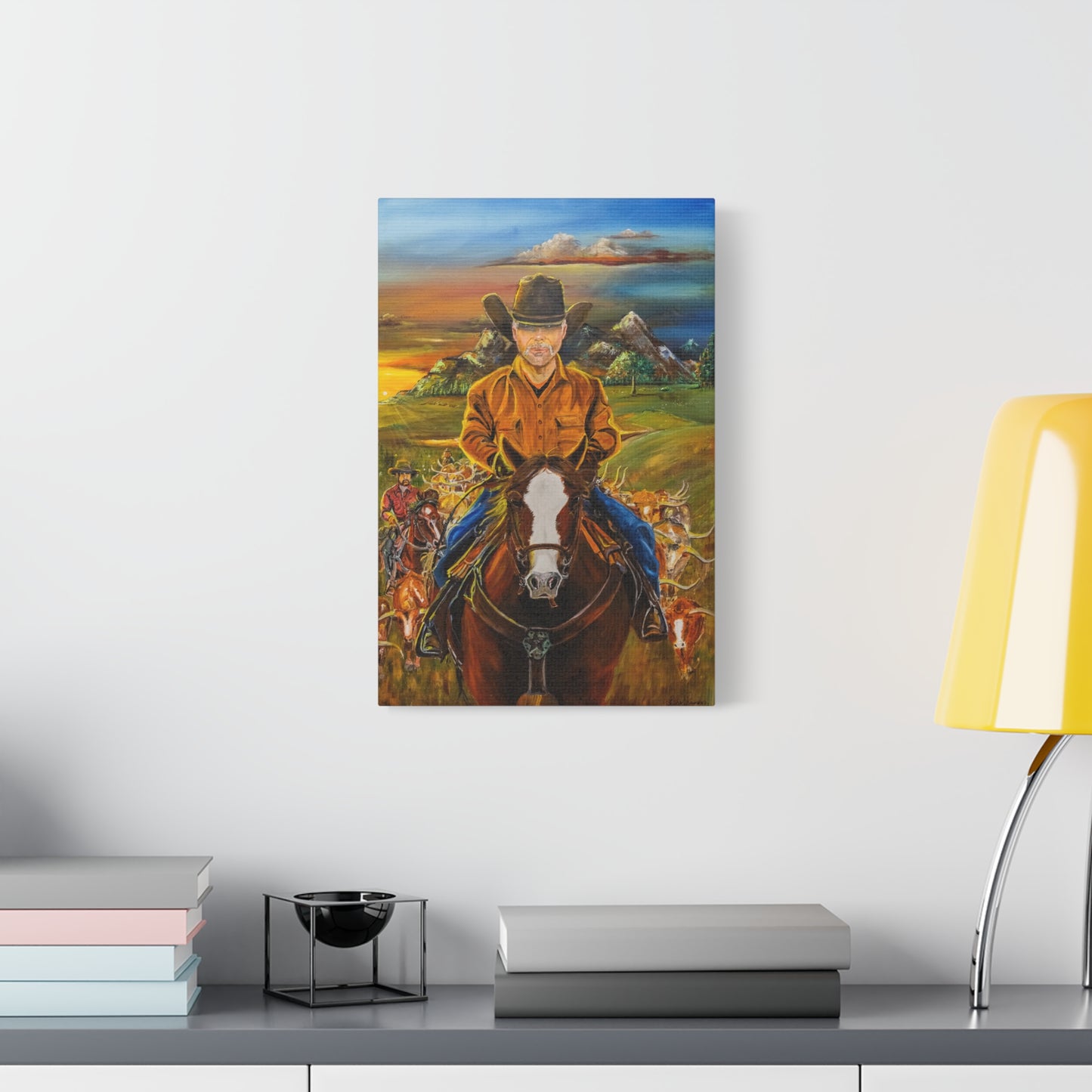 Canvas Print - Cowboys Coming Home by Larry Ramirez - Surreal Cityscape Artwork for Living Rooms and Studios
