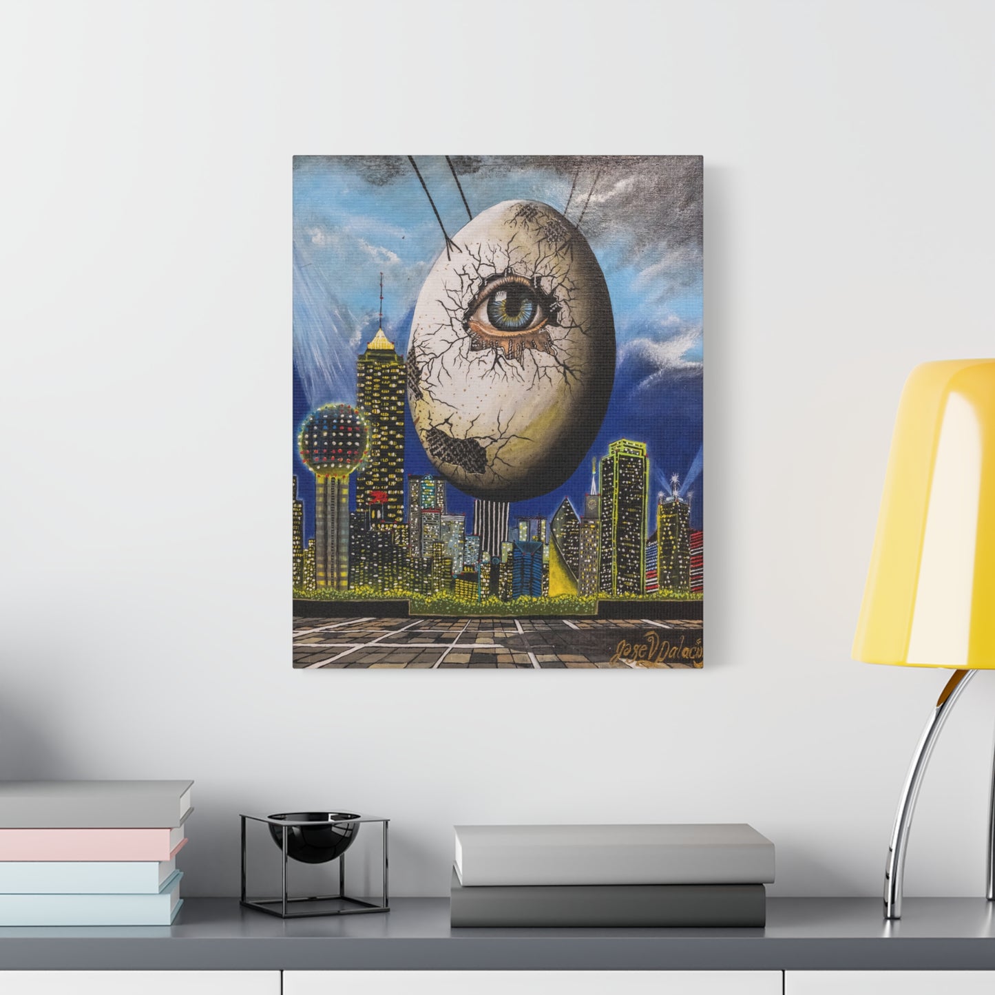 Canvas Print - The Trinity's Tear, 1908 by Jose Palacios - Dallas Cityscape and Whimsical Figures