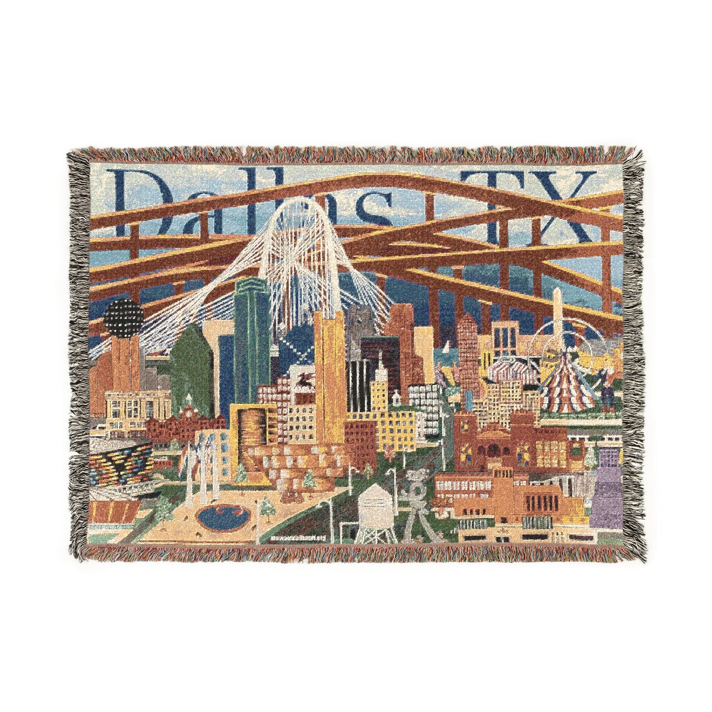 Dallas Texas Woven Blanket | Dallas Landmarks Scene