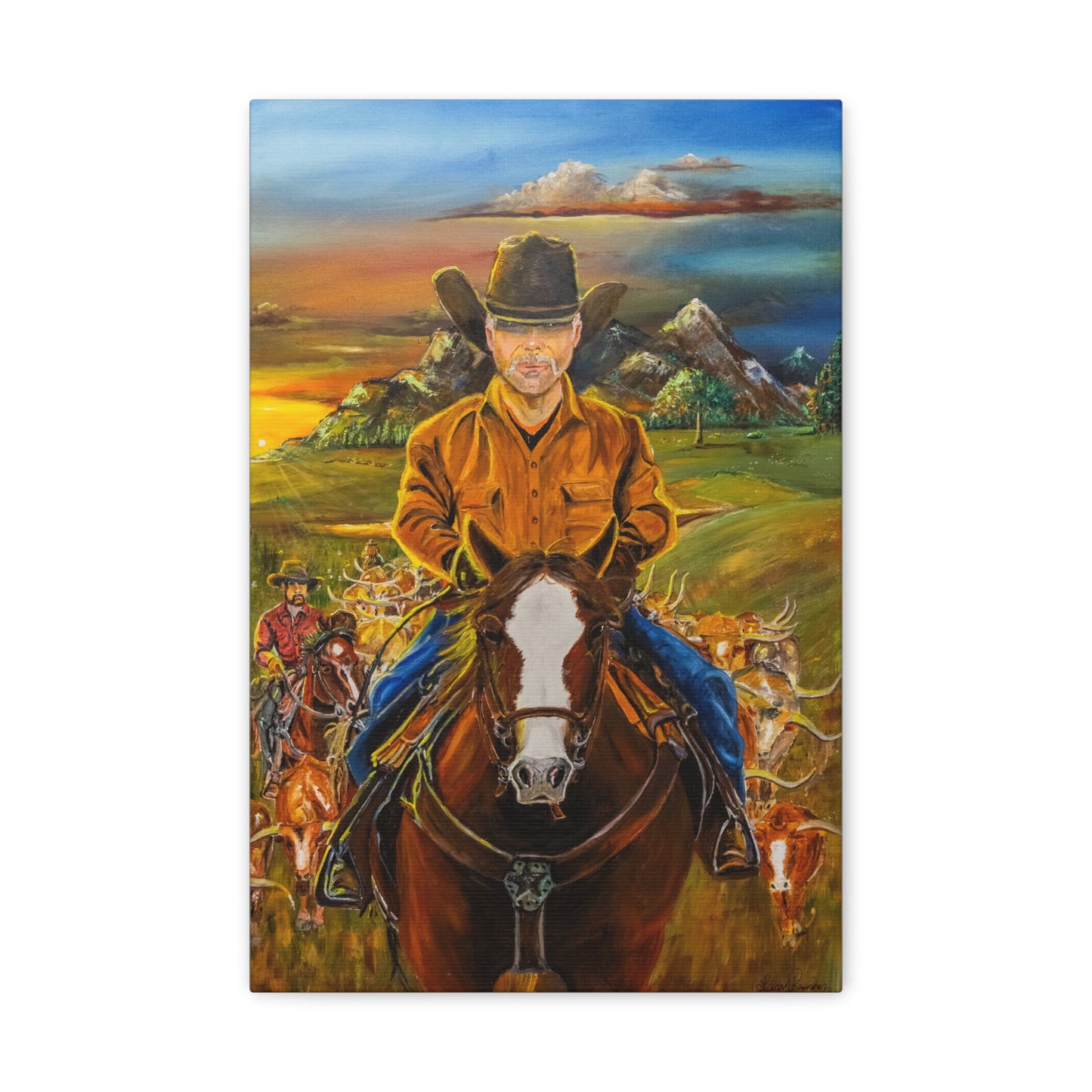 Canvas Print - Cowboys Coming Home by Larry Ramirez - Surreal Cityscape Artwork for Living Rooms and Studios