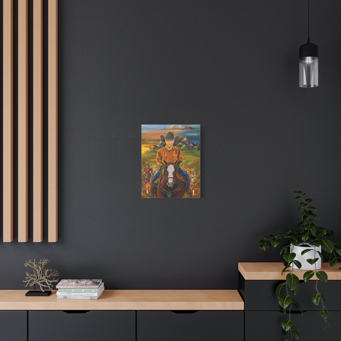 Canvas Print - Cowboys Coming Home by Larry Ramirez - Surreal Cityscape Artwork for Living Rooms and Studios
