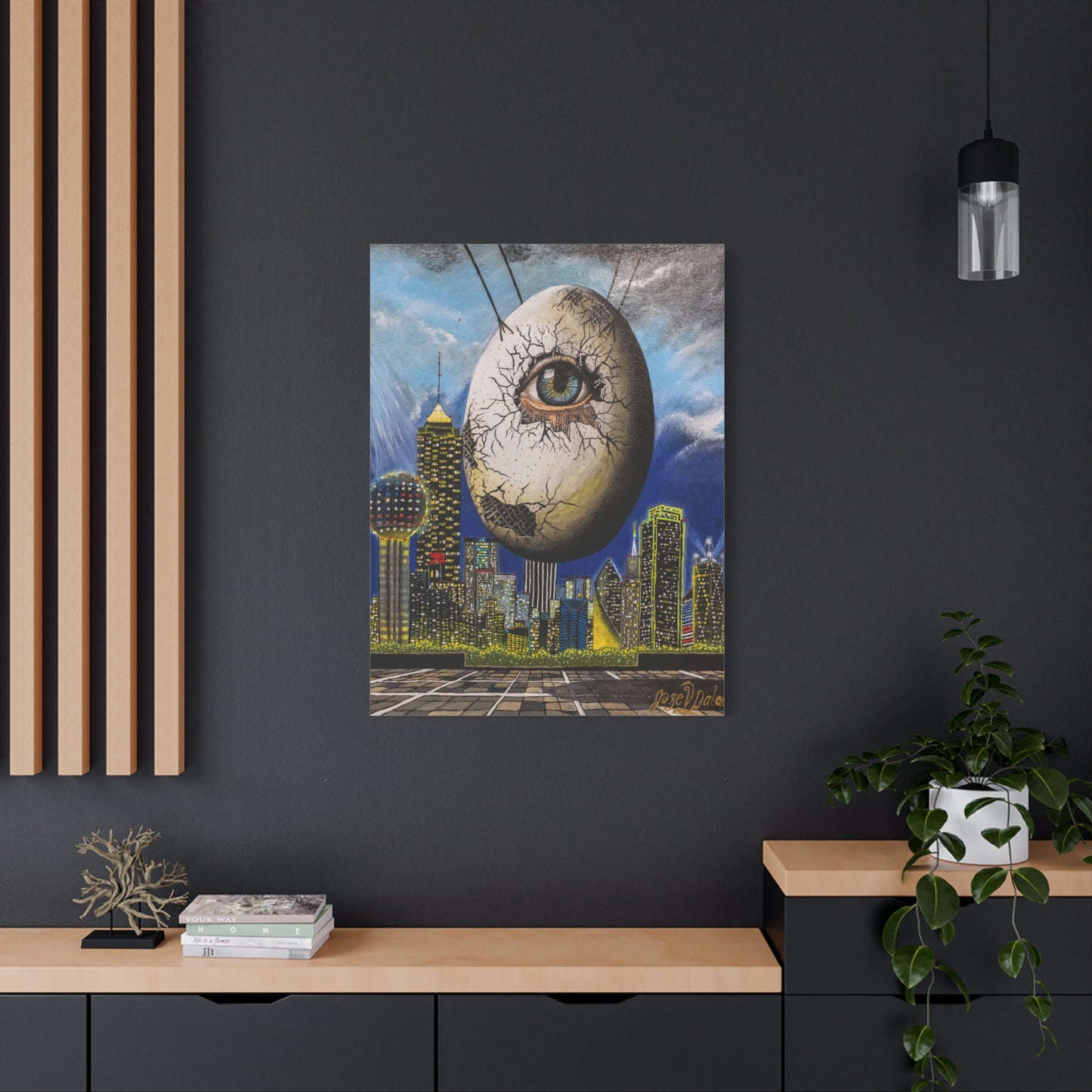 Canvas Print - The Trinity's Tear, 1908 by Jose Palacios - Dallas Cityscape and Whimsical Figures