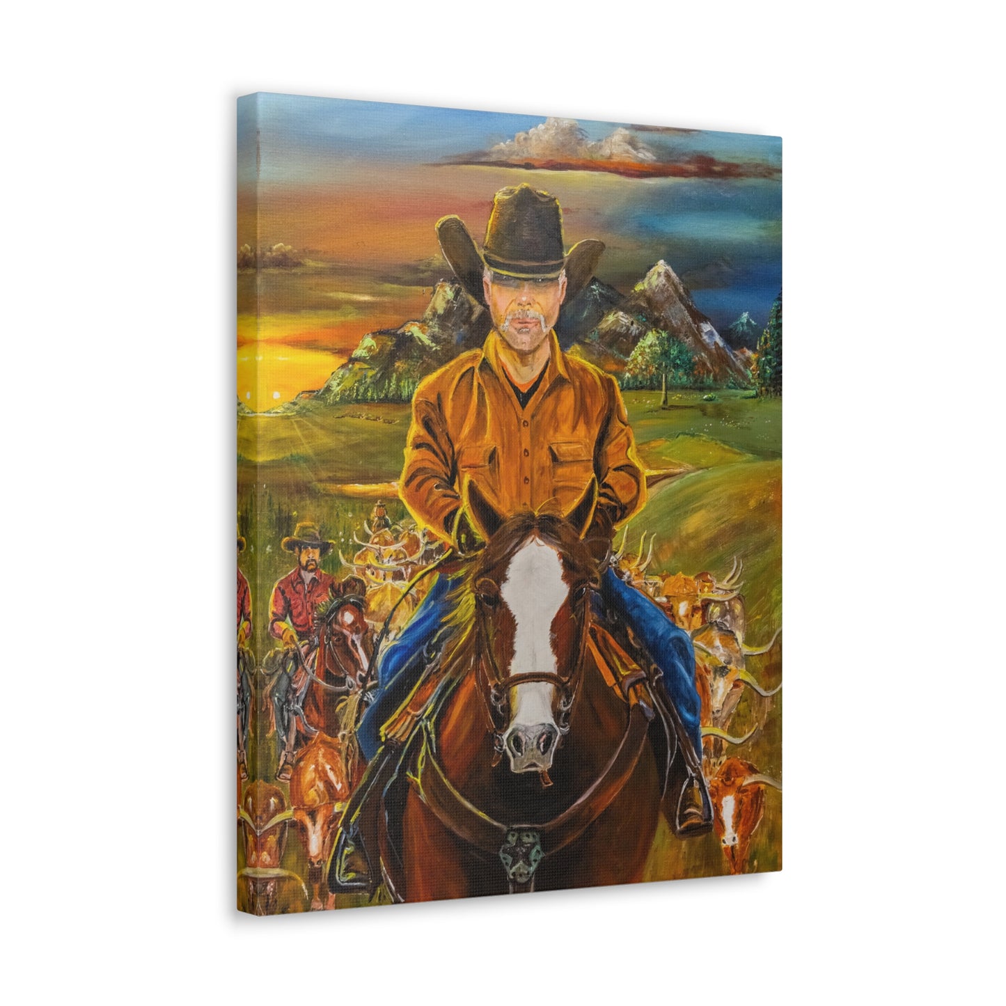 Canvas Print - Cowboys Coming Home by Larry Ramirez - Surreal Cityscape Artwork for Living Rooms and Studios