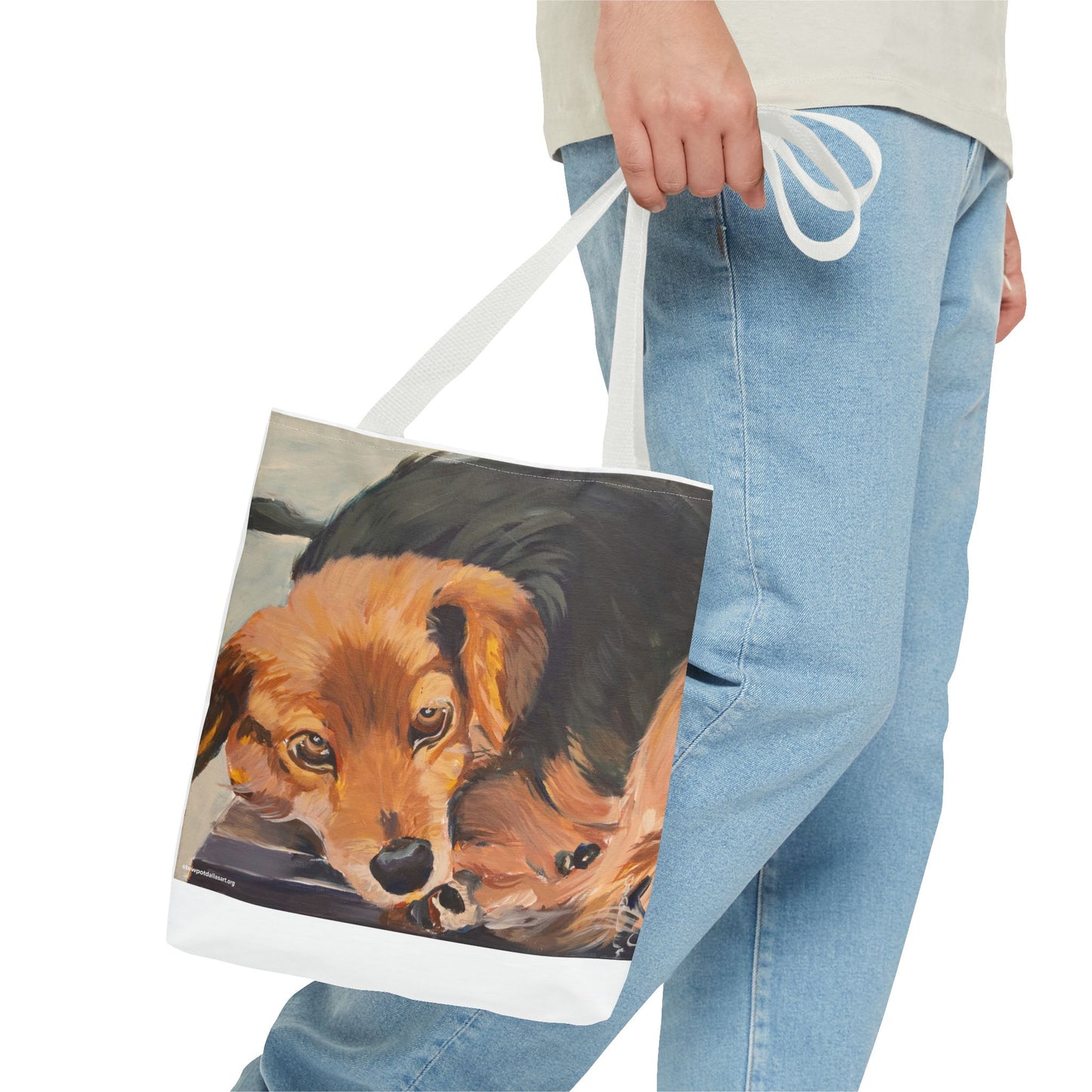 Canvas Tote Bag - Brownie by Charles William - Dog Portrait Painting