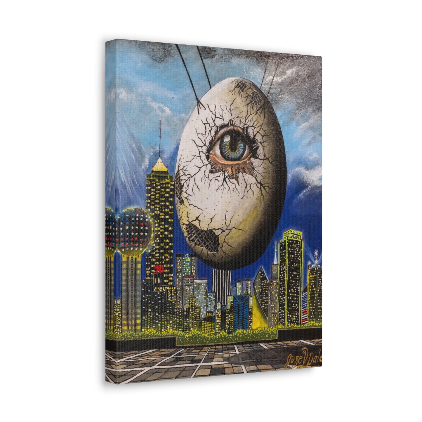 Canvas Print - The Trinity's Tear, 1908 by Jose Palacios - Dallas Cityscape and Whimsical Figures