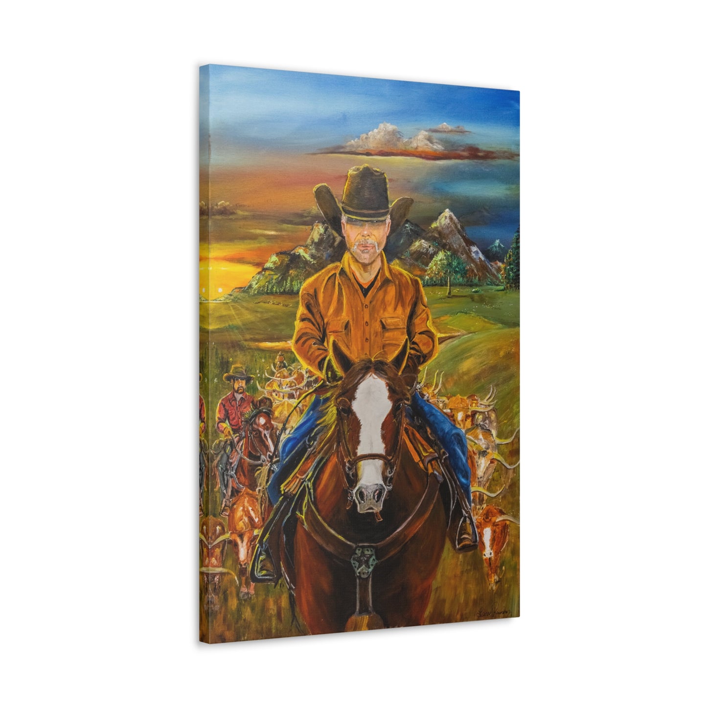 Canvas Print - Cowboys Coming Home by Larry Ramirez - Surreal Cityscape Artwork for Living Rooms and Studios