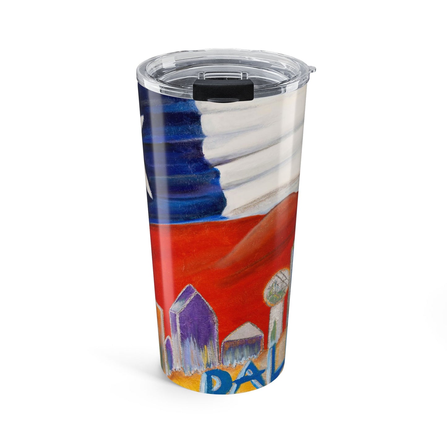 20oz Tumbler - Dallas Skyline - Texas Flag Artwork