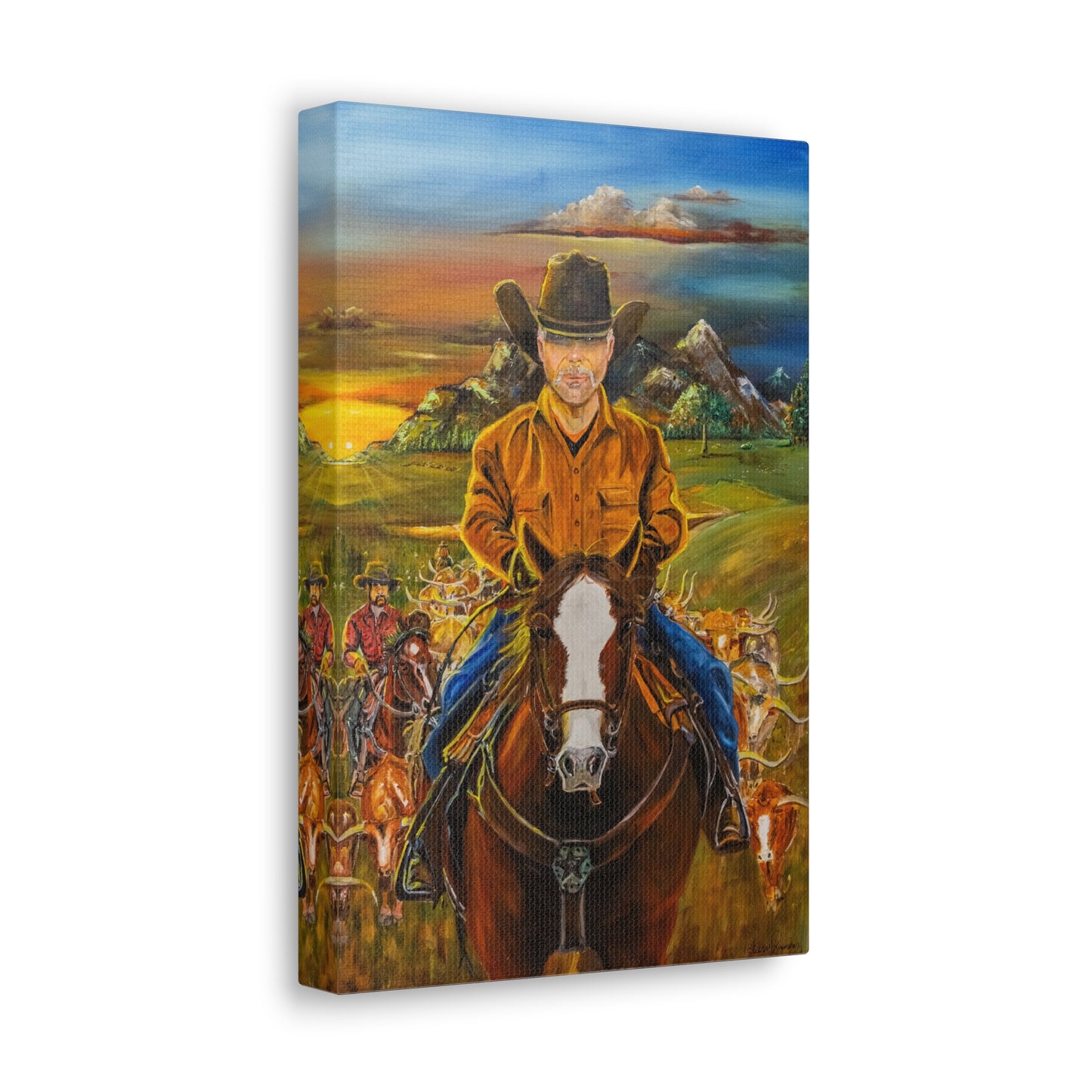 Canvas Print - Cowboys Coming Home by Larry Ramirez - Surreal Cityscape Artwork for Living Rooms and Studios