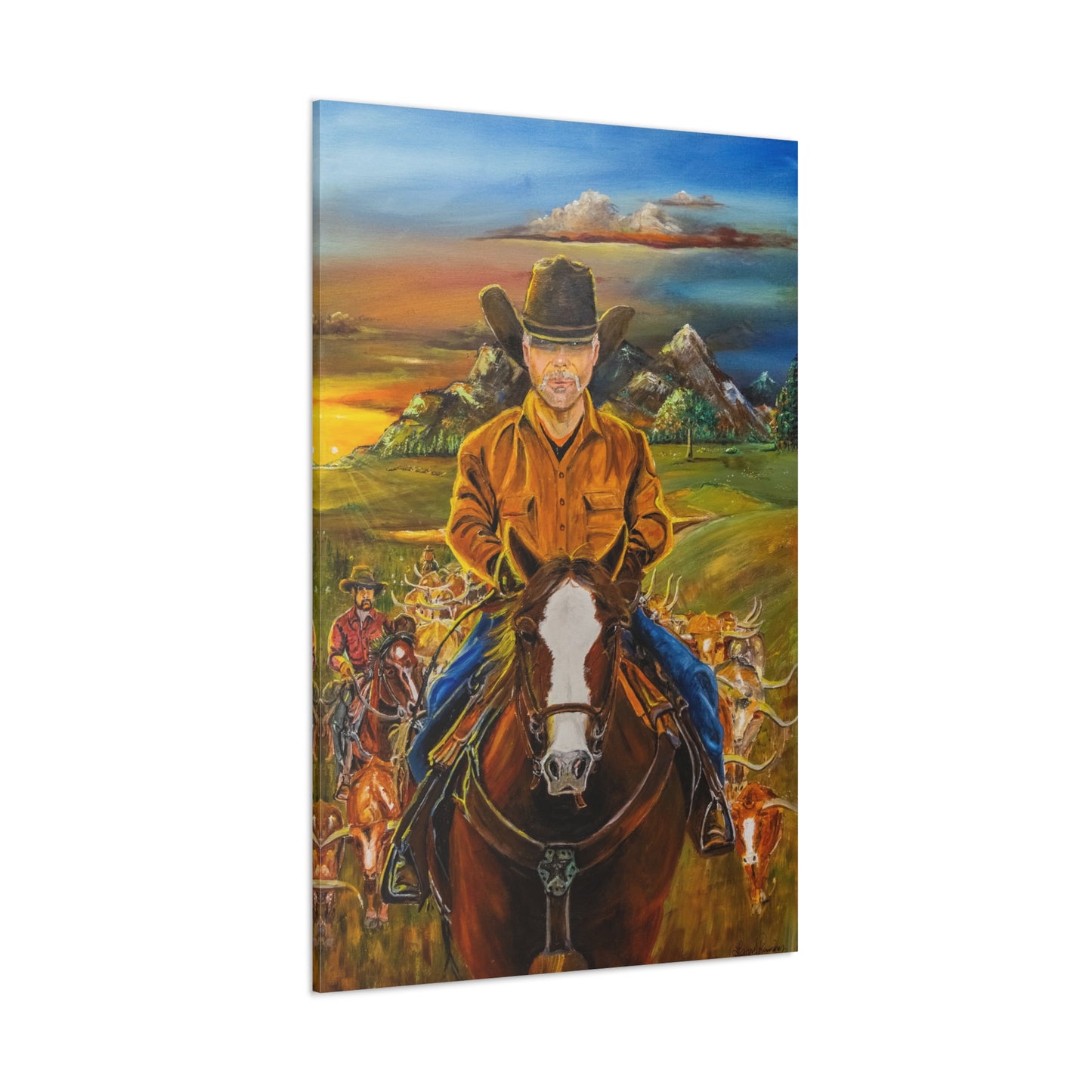 Canvas Print - Cowboys Coming Home by Larry Ramirez - Surreal Cityscape Artwork for Living Rooms and Studios