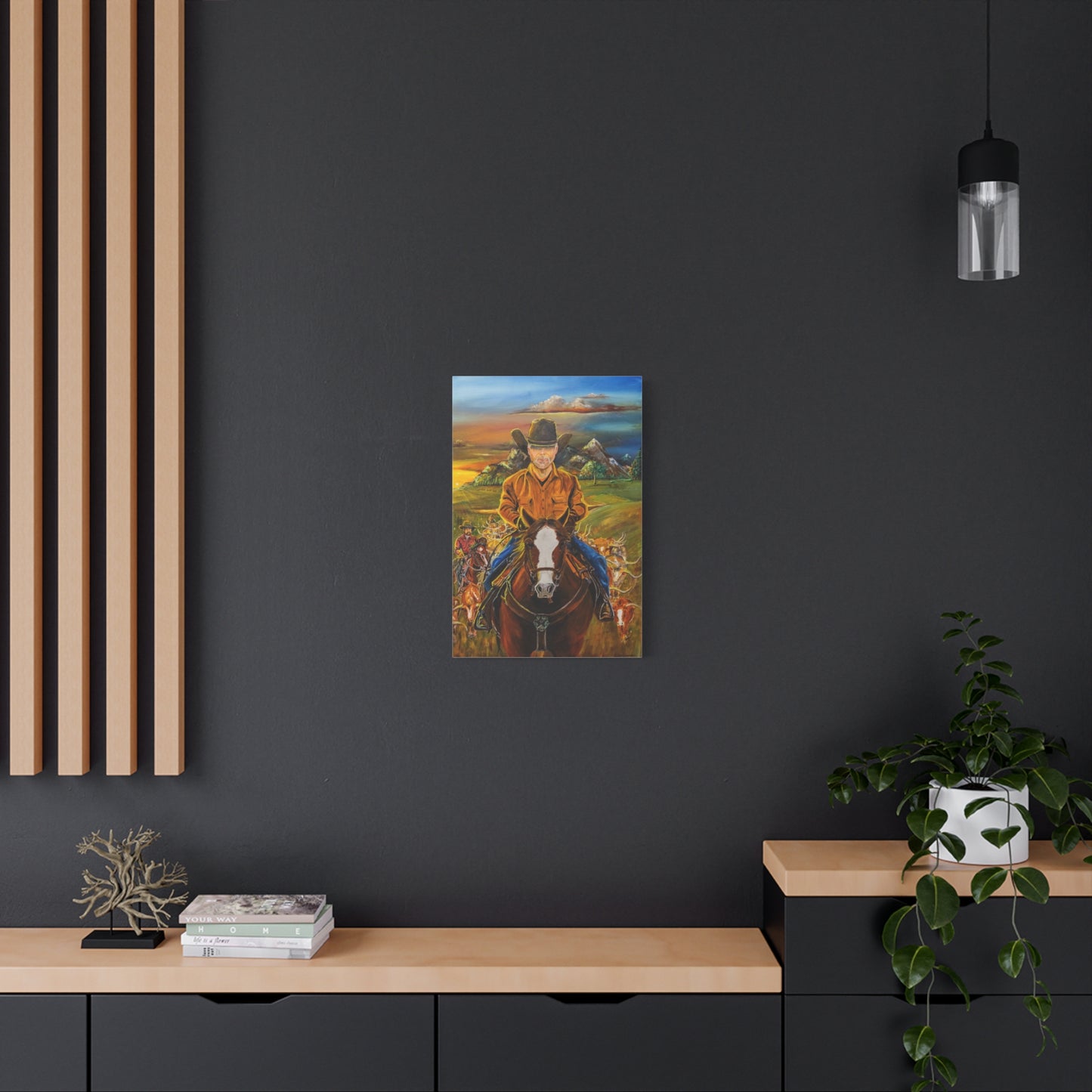 Canvas Print - Cowboys Coming Home by Larry Ramirez - Surreal Cityscape Artwork for Living Rooms and Studios