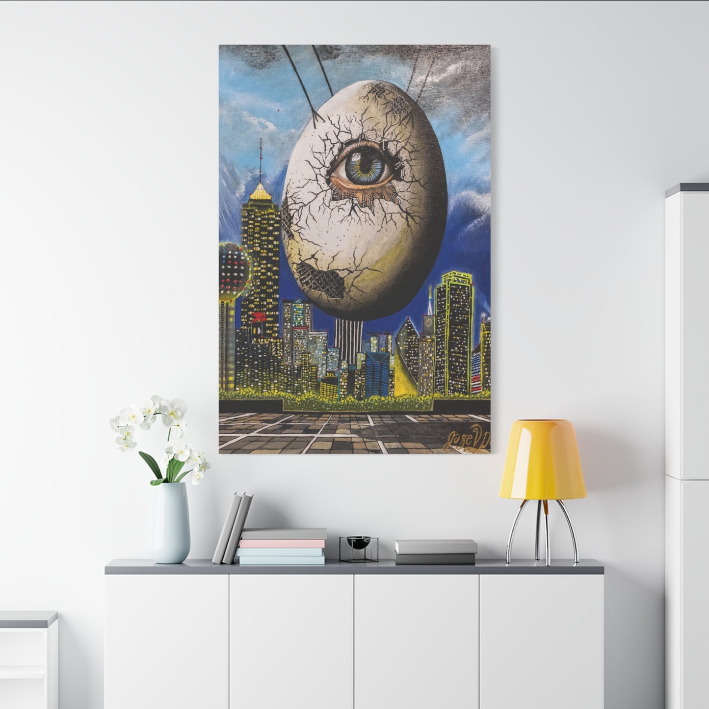 Canvas Print - The Trinity's Tear, 1908 by Jose Palacios - Dallas Cityscape and Whimsical Figures
