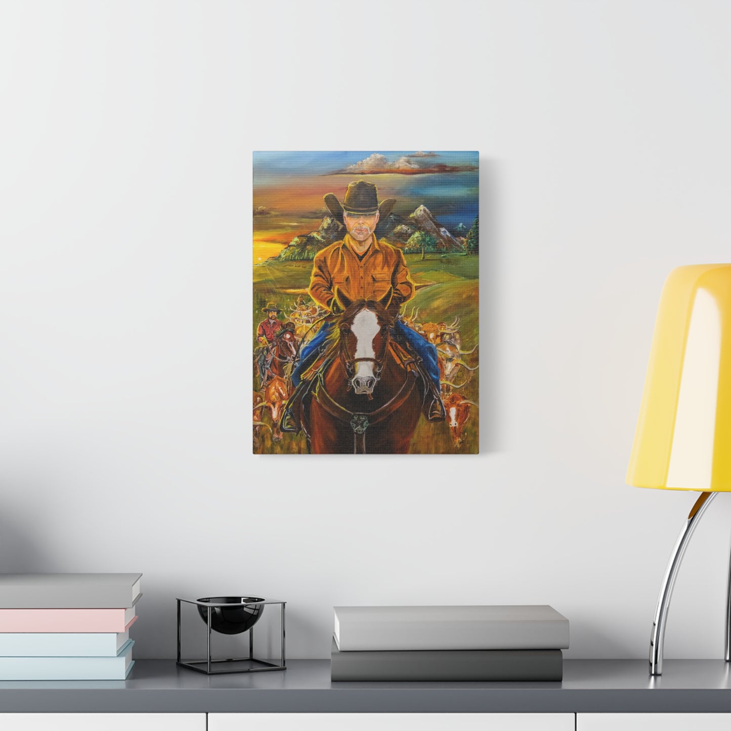 Canvas Print - Cowboys Coming Home by Larry Ramirez - Surreal Cityscape Artwork for Living Rooms and Studios