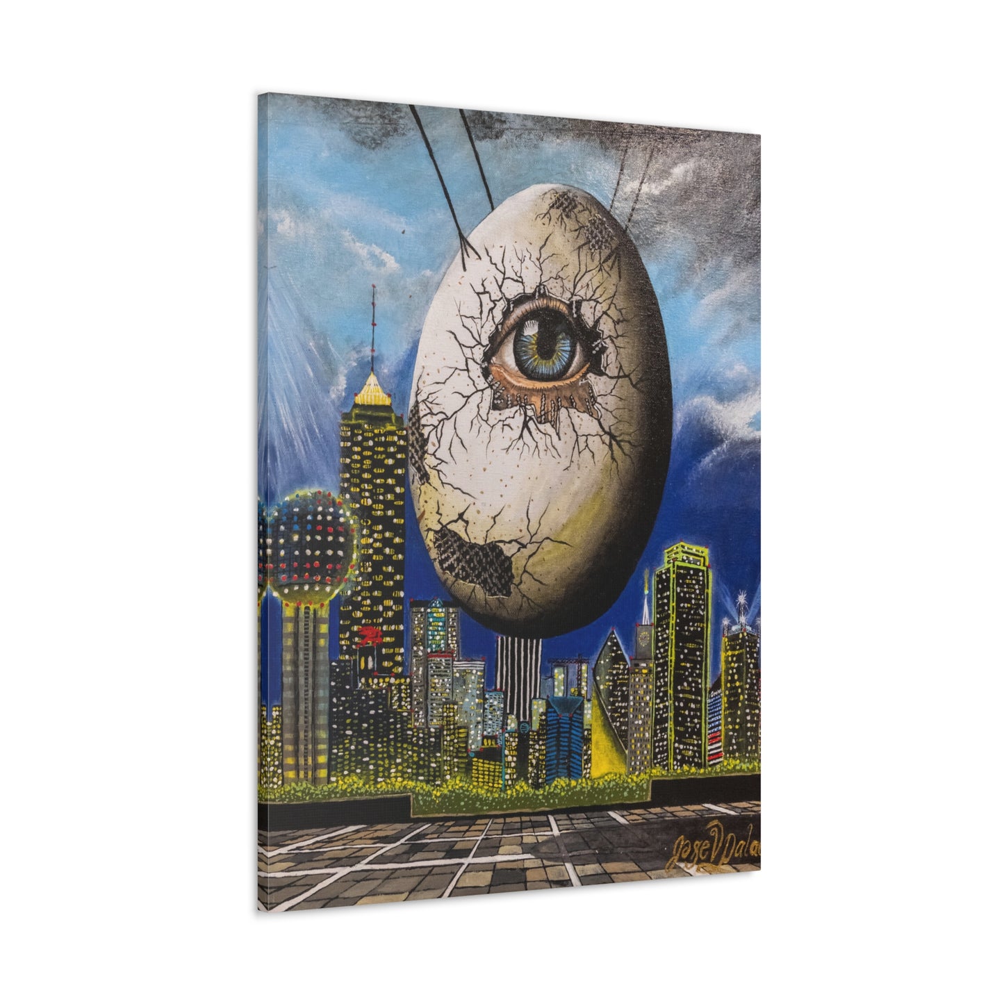 Canvas Print - The Trinity's Tear, 1908 by Jose Palacios - Dallas Cityscape and Whimsical Figures