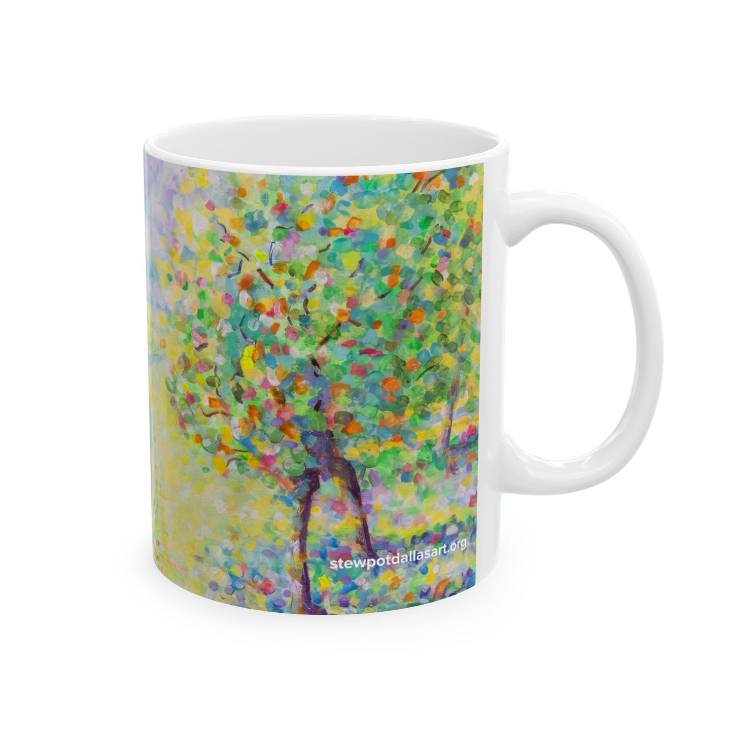 Impressionist Sunrise Landscape Mug — 'Winding Stream' Ceramic Coffee Cup (11oz & 15oz)