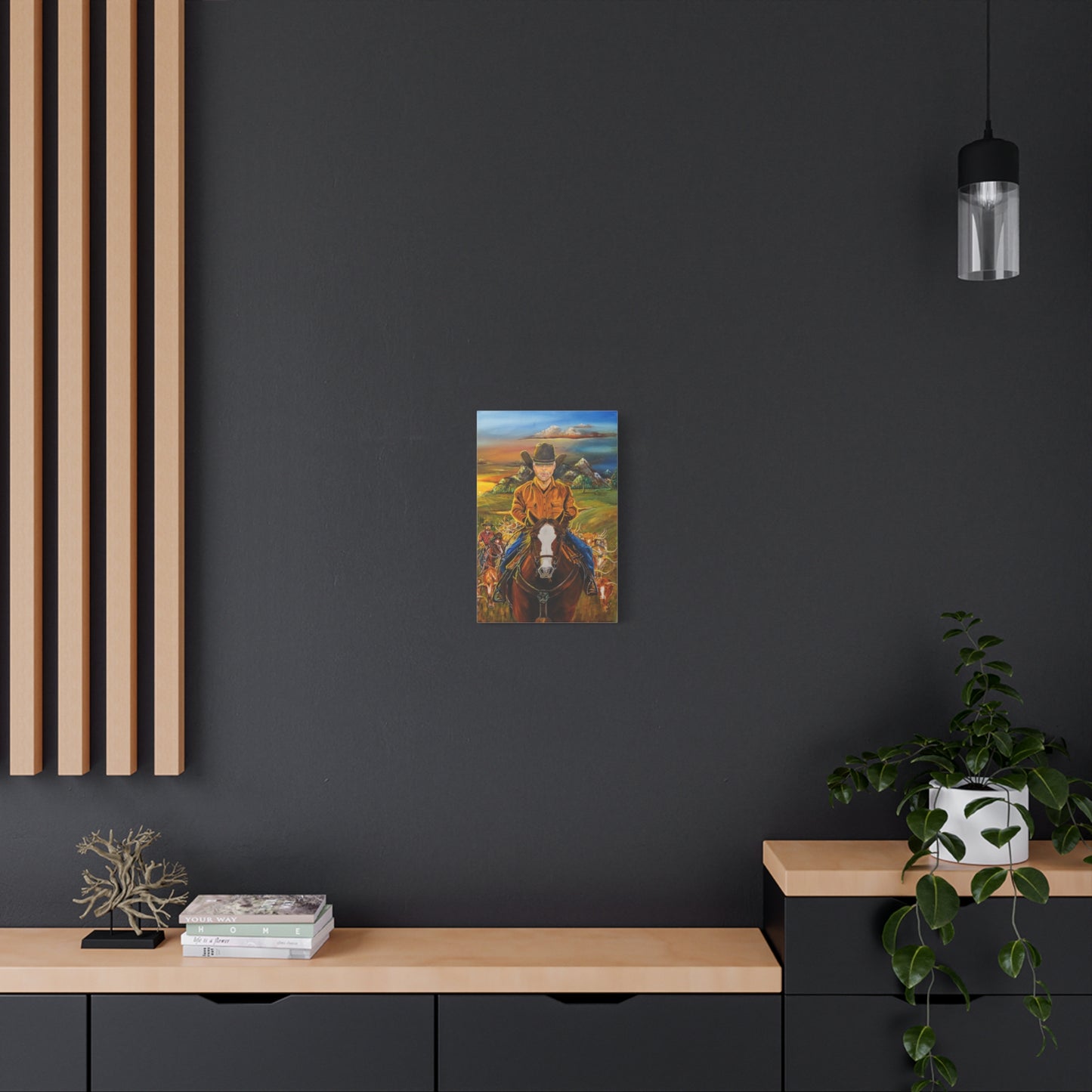 Canvas Print - Cowboys Coming Home by Larry Ramirez - Surreal Cityscape Artwork for Living Rooms and Studios