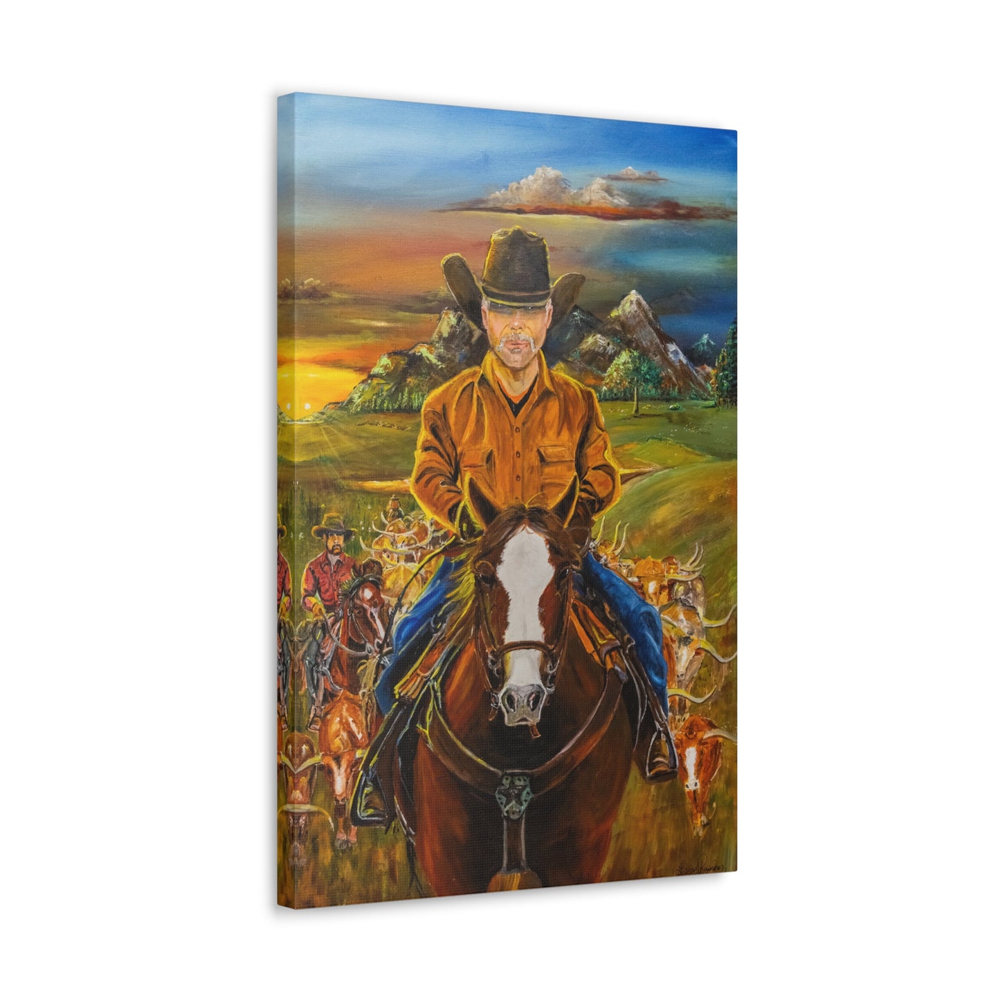 Canvas Print - Cowboys Coming Home by Larry Ramirez - Surreal Cityscape Artwork for Living Rooms and Studios