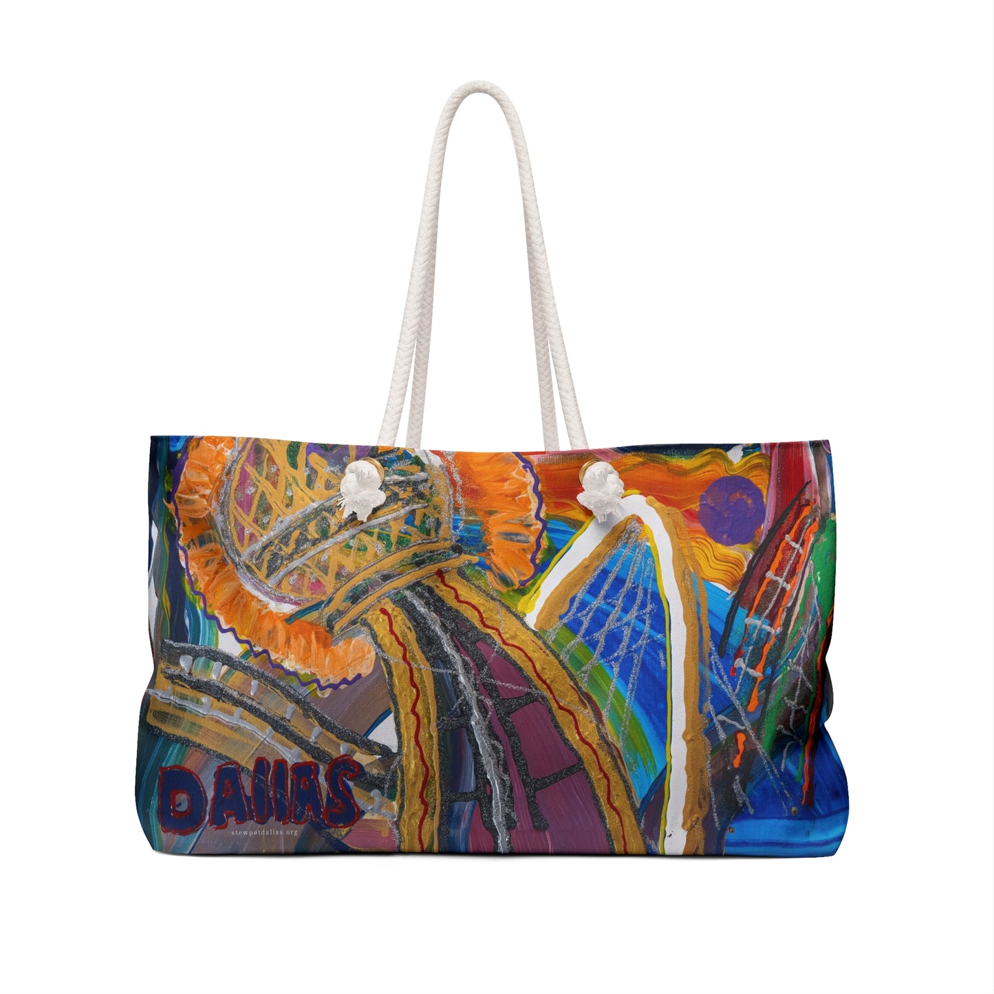 Abstract Dallas Cityscape Weekender Bag — Colorful Urban Art Travel Tote