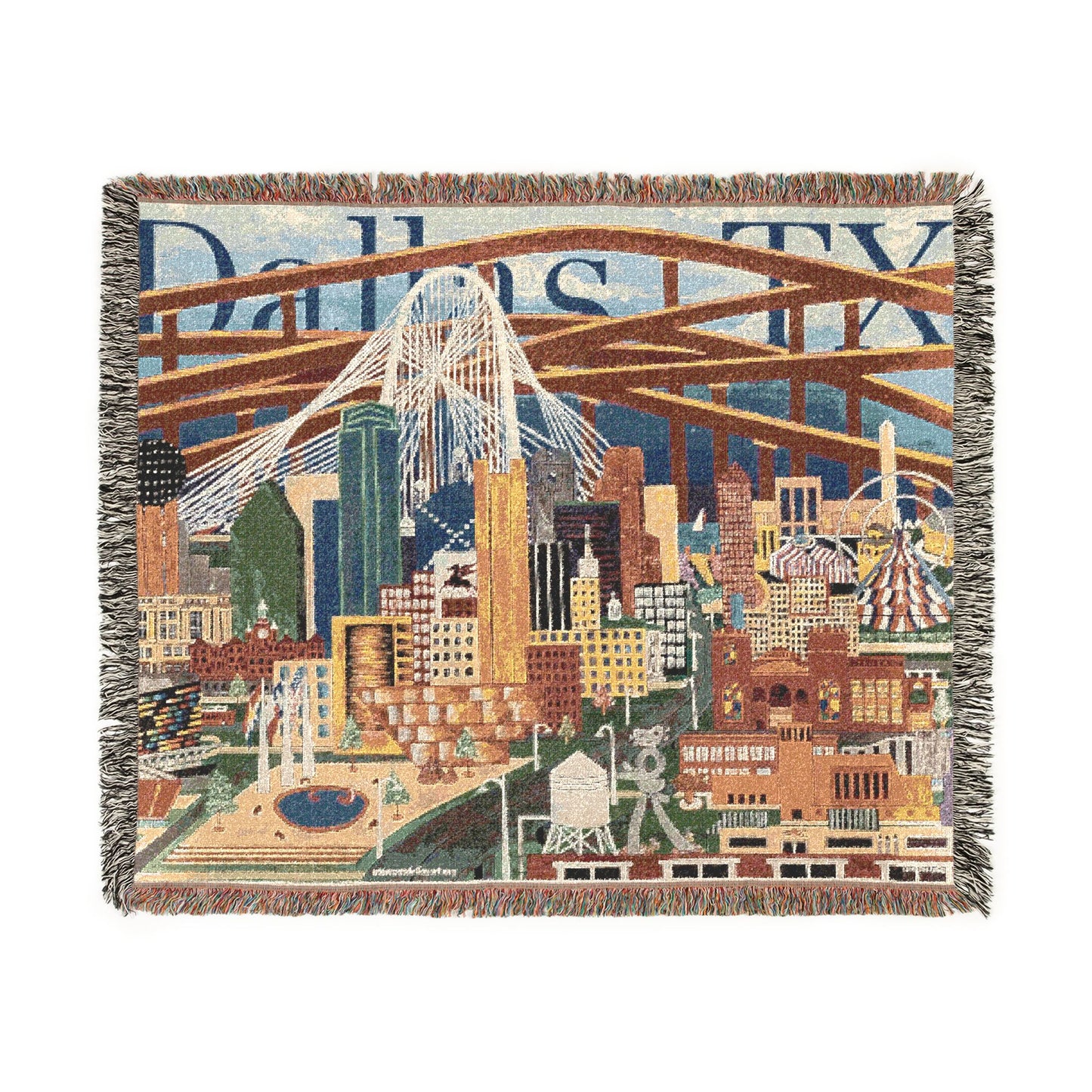 Dallas Texas Woven Blanket | Dallas Landmarks Scene