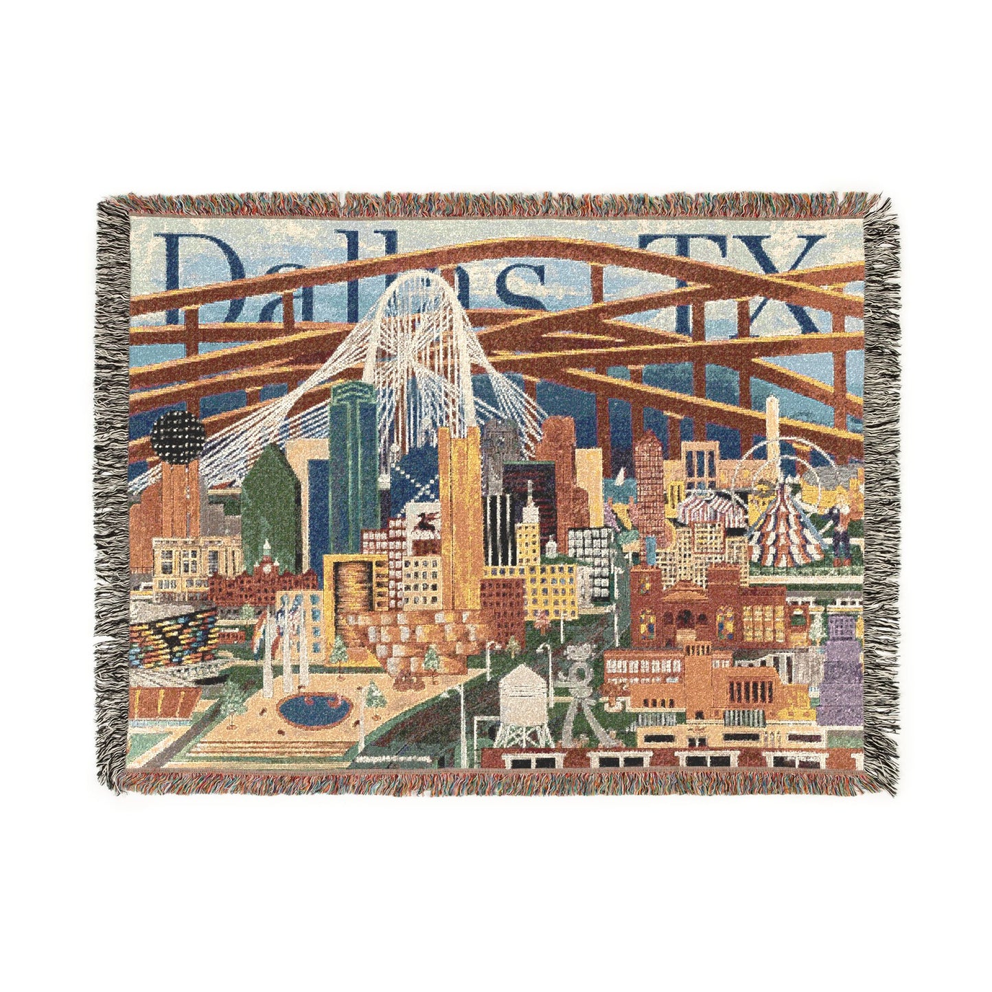 Dallas Texas Woven Blanket | Dallas Landmarks Scene
