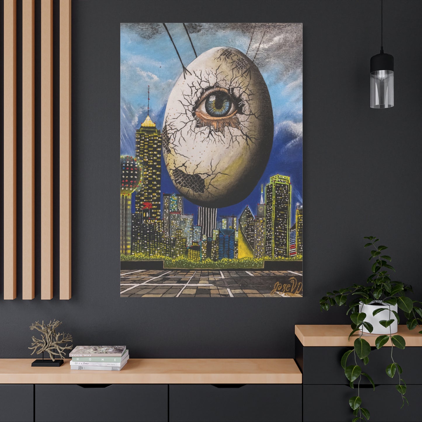 Canvas Print - The Trinity's Tear, 1908 by Jose Palacios - Dallas Cityscape and Whimsical Figures