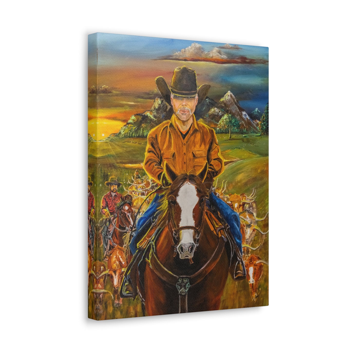 Canvas Print - Cowboys Coming Home by Larry Ramirez - Surreal Cityscape Artwork for Living Rooms and Studios
