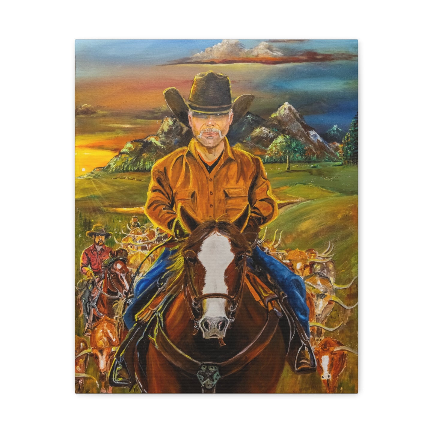 Canvas Print - Cowboys Coming Home by Larry Ramirez - Surreal Cityscape Artwork for Living Rooms and Studios