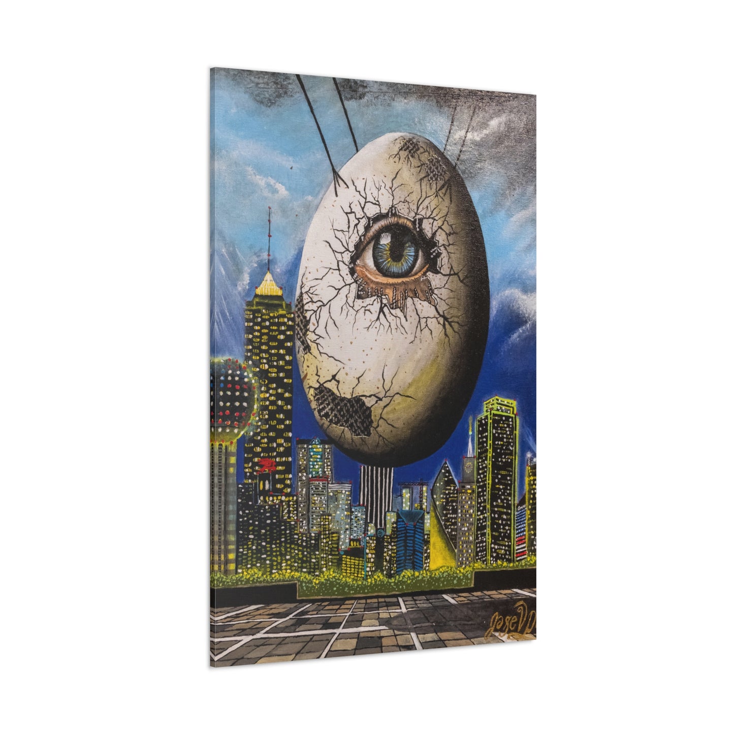 Canvas Print - The Trinity's Tear, 1908 by Jose Palacios - Dallas Cityscape and Whimsical Figures