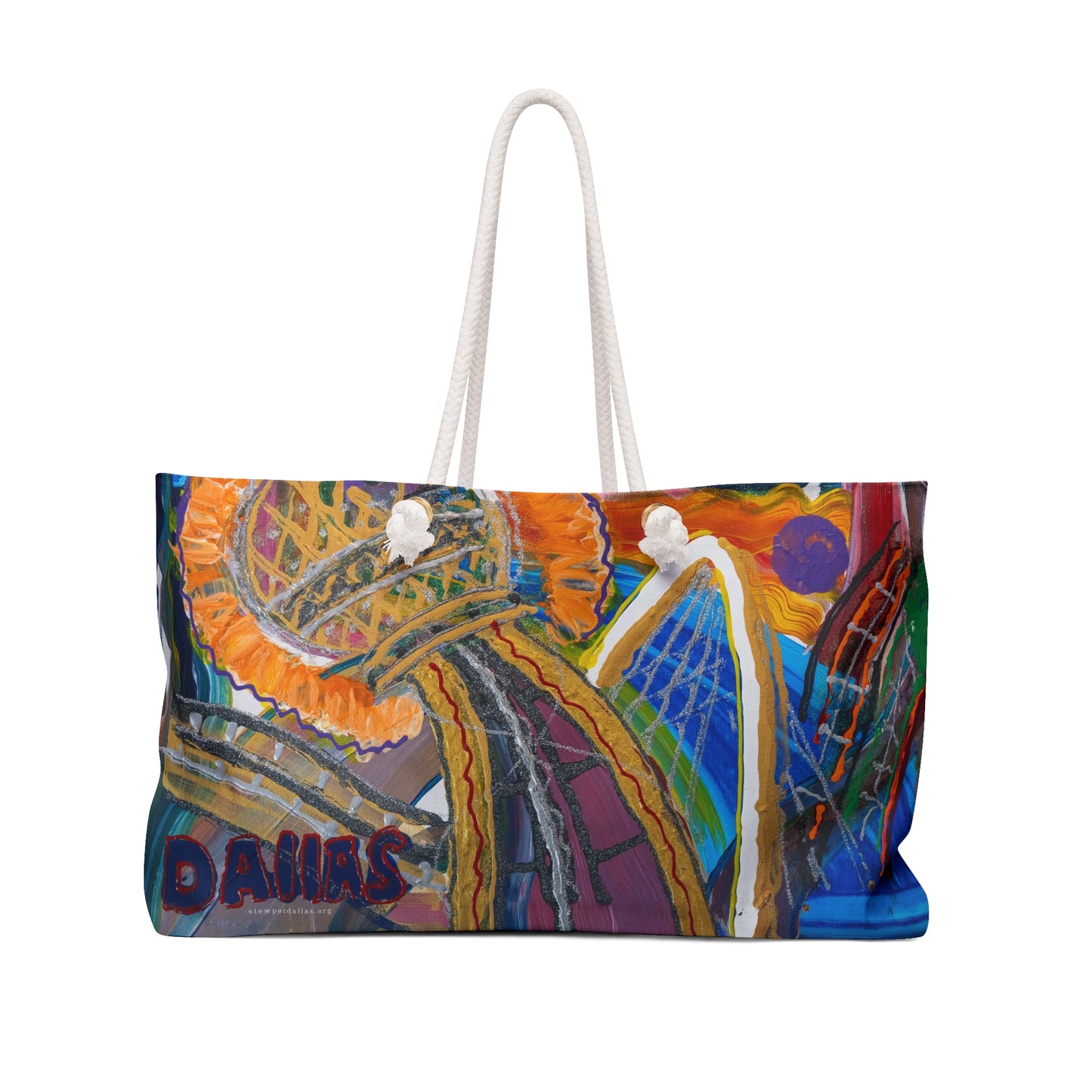 Abstract Dallas Cityscape Weekender Bag — Colorful Urban Art Travel Tote