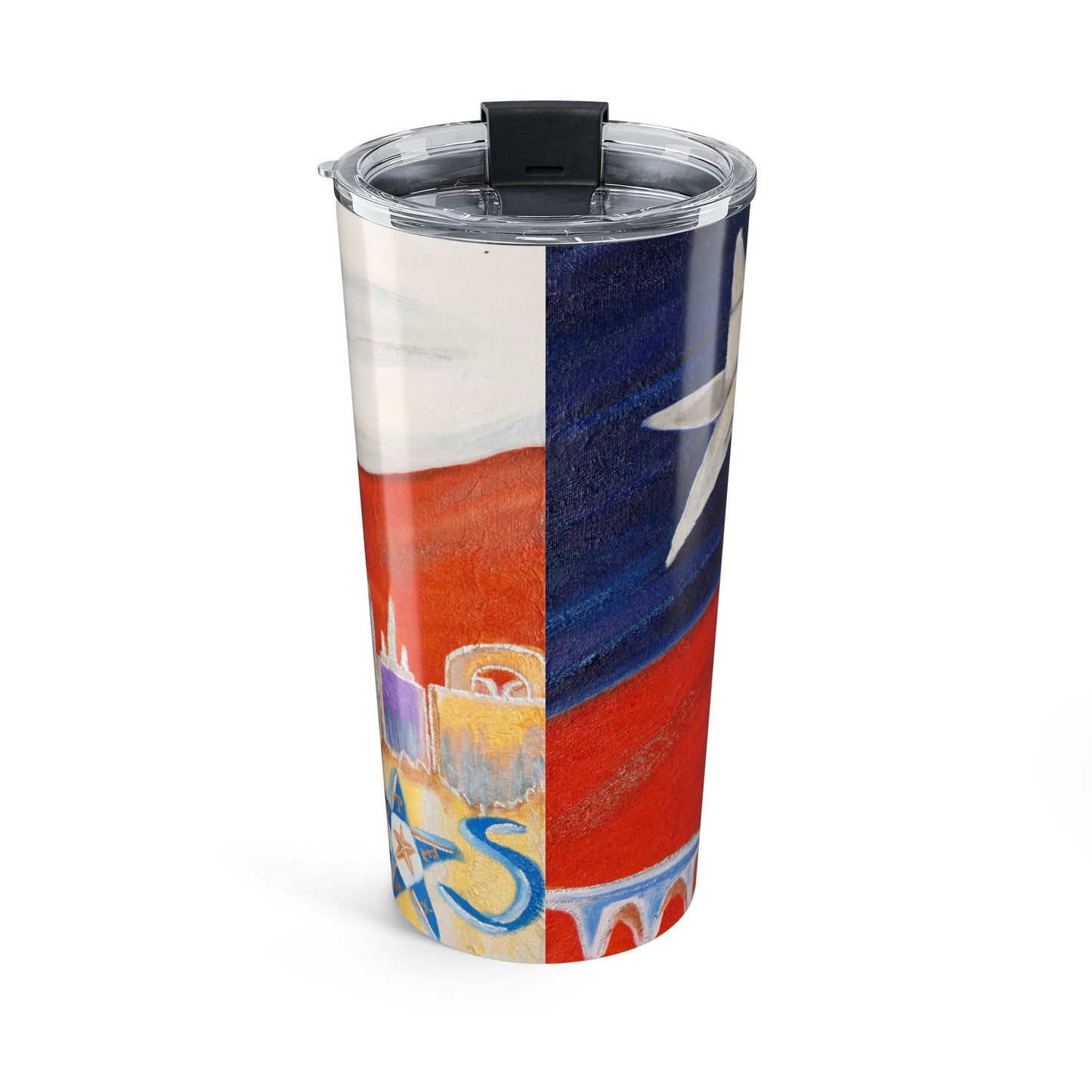 20oz Tumbler - Dallas Skyline - Texas Flag Artwork