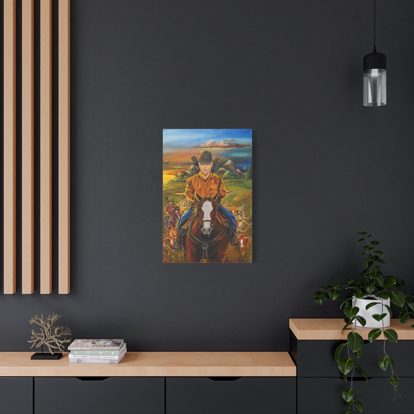 Canvas Print - Cowboys Coming Home by Larry Ramirez - Surreal Cityscape Artwork for Living Rooms and Studios