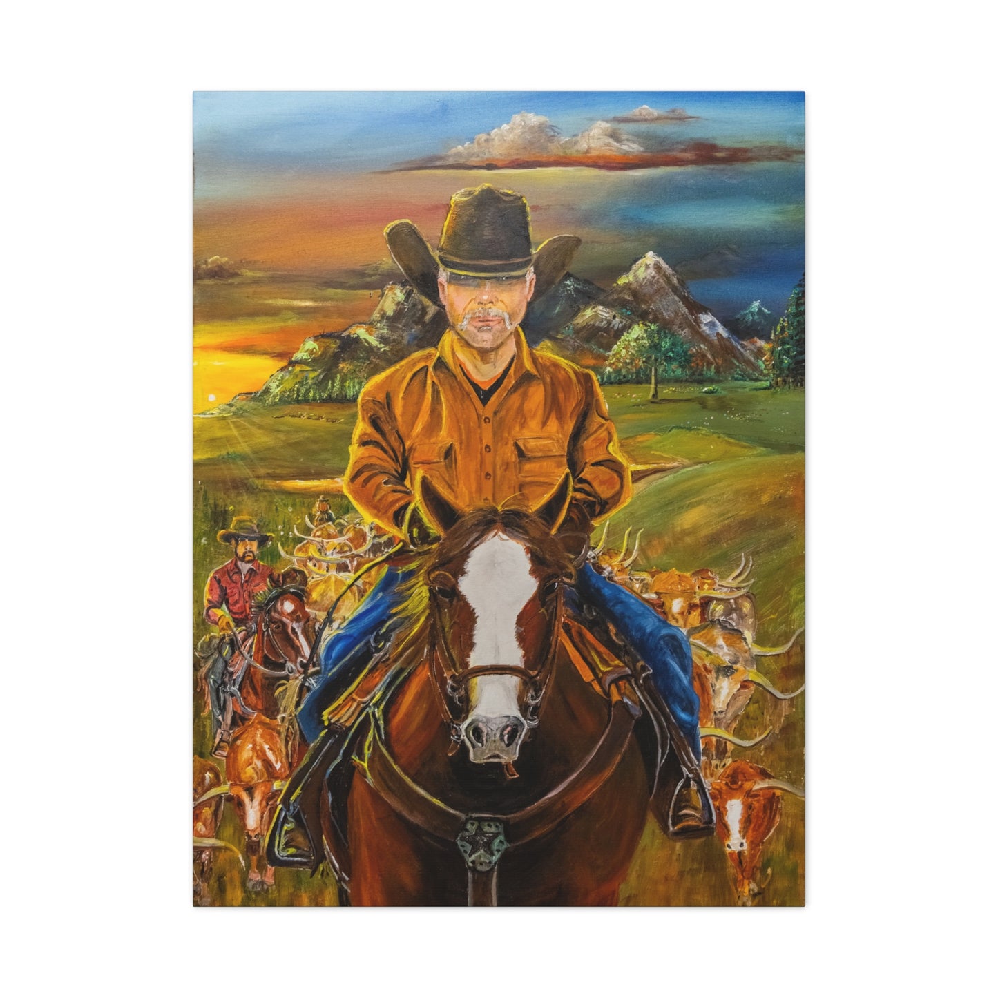 Canvas Print - Cowboys Coming Home by Larry Ramirez - Surreal Cityscape Artwork for Living Rooms and Studios