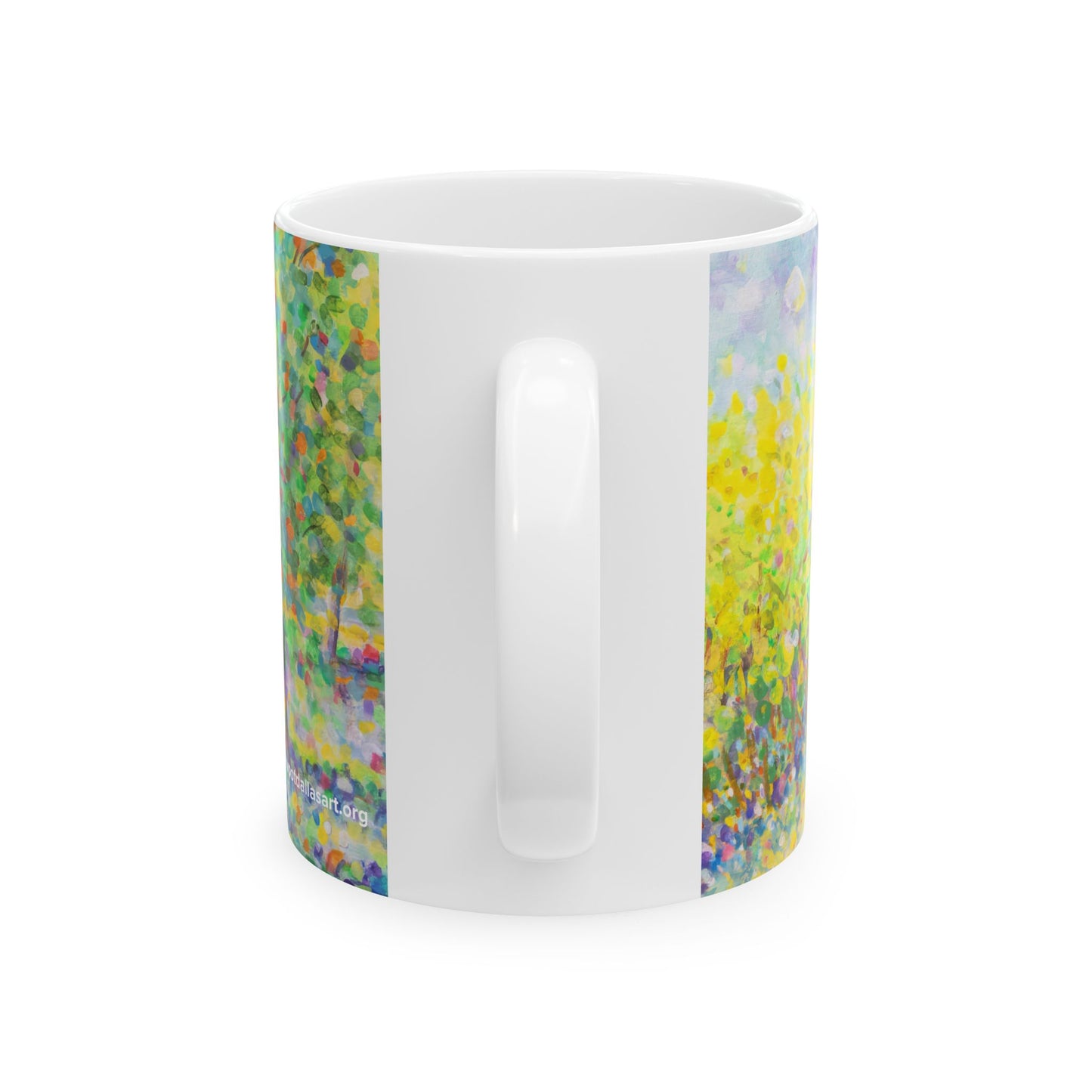 Impressionist Sunrise Landscape Mug — 'Winding Stream' Ceramic Coffee Cup (11oz & 15oz)