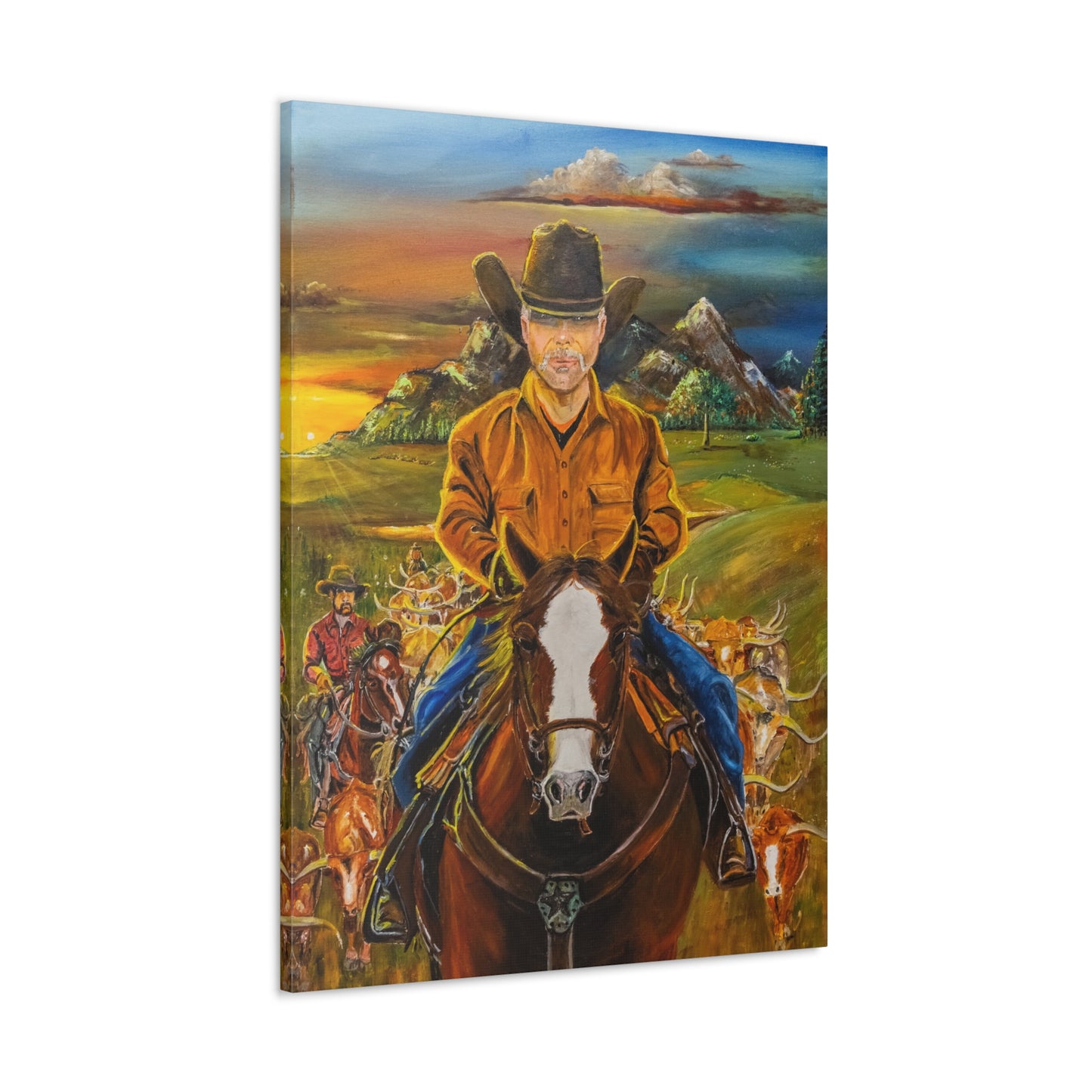 Canvas Print - Cowboys Coming Home by Larry Ramirez - Surreal Cityscape Artwork for Living Rooms and Studios