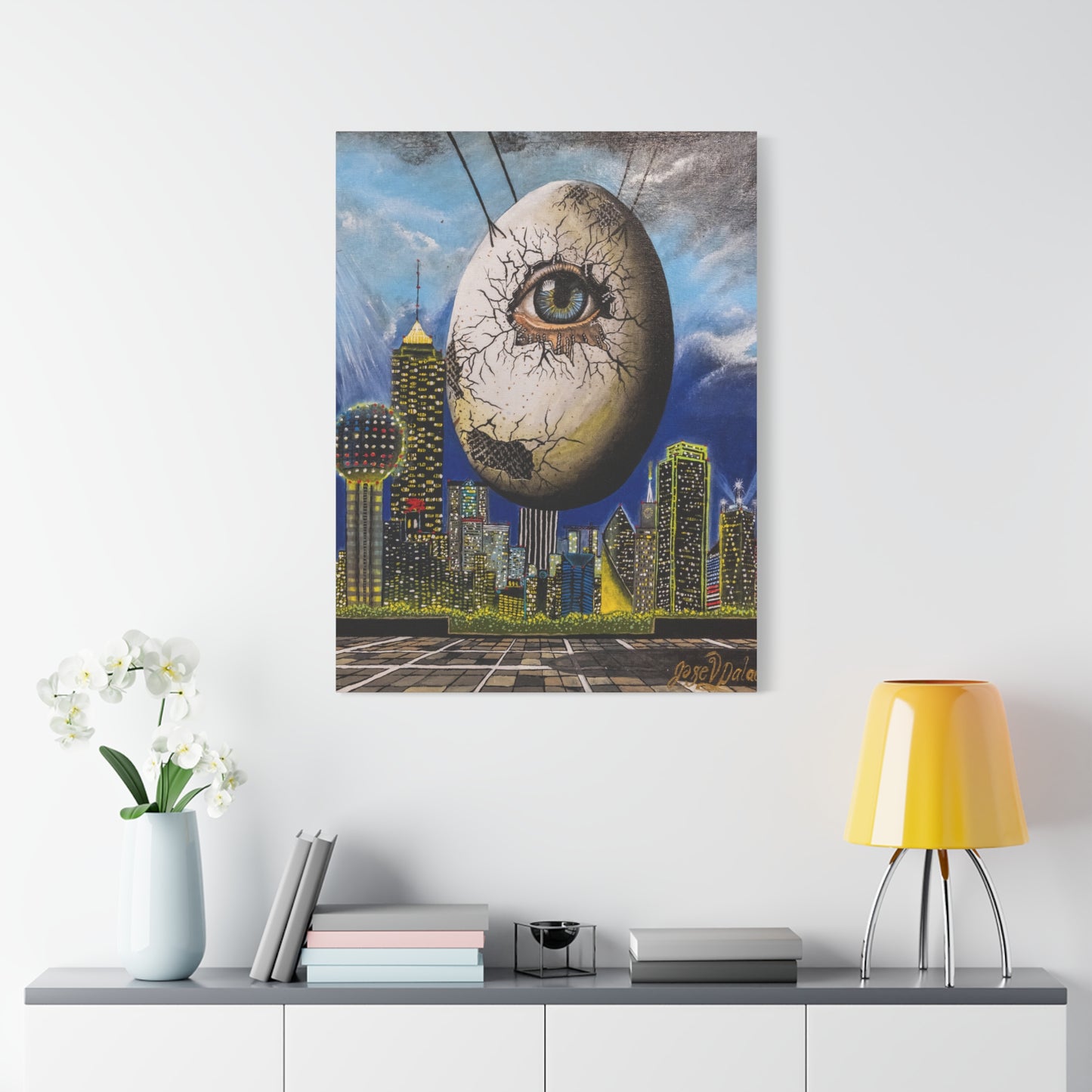 Canvas Print - The Trinity's Tear, 1908 by Jose Palacios - Dallas Cityscape and Whimsical Figures