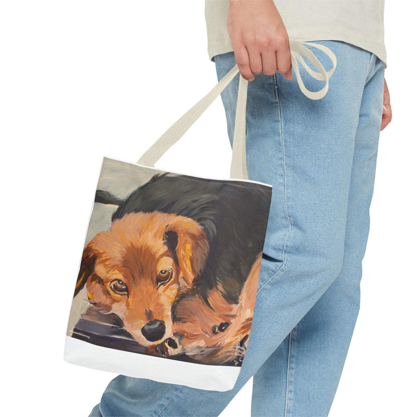 Canvas Tote Bag - Brownie by Charles William - Dog Portrait Painting